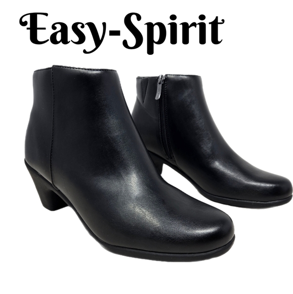 Easy Spirit Women's Ankle Boots Sz 9M Black Faux Leather Casual Ultimate Comfort - Picture 1 of 11